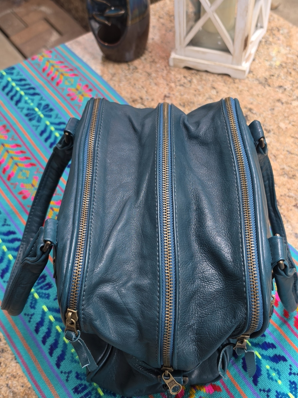Wanderers Travel Co. "Provence" Teal Leather Satchel Handbag - Picture 5 of 12